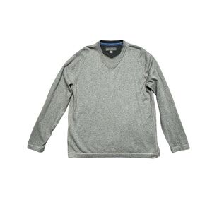 Eddie Bauer Cotton Wool Blend Mens Sweater V Neck Long Sleeved Size Large Preppy